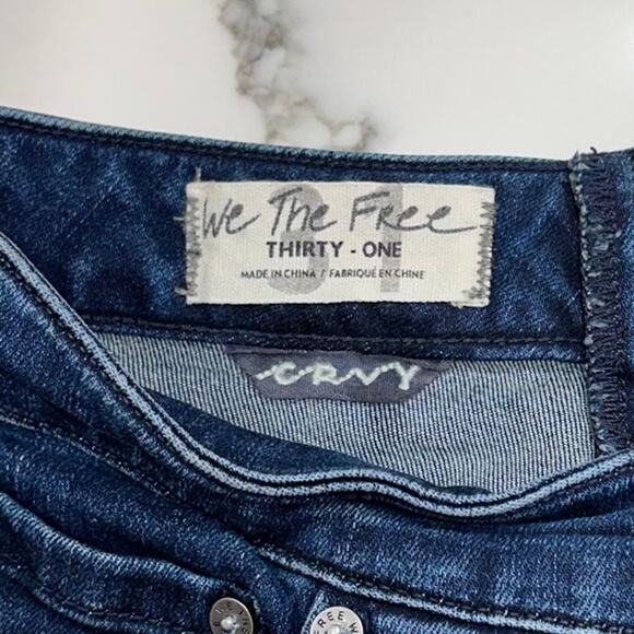 We The Free People CRVY Size 31 Super High Rise Ma Cherie Lace Up Jean Flare Raw - Picture 9 of 11